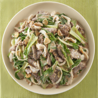 Tumis Bokcoy dan Daging dengan Jamur