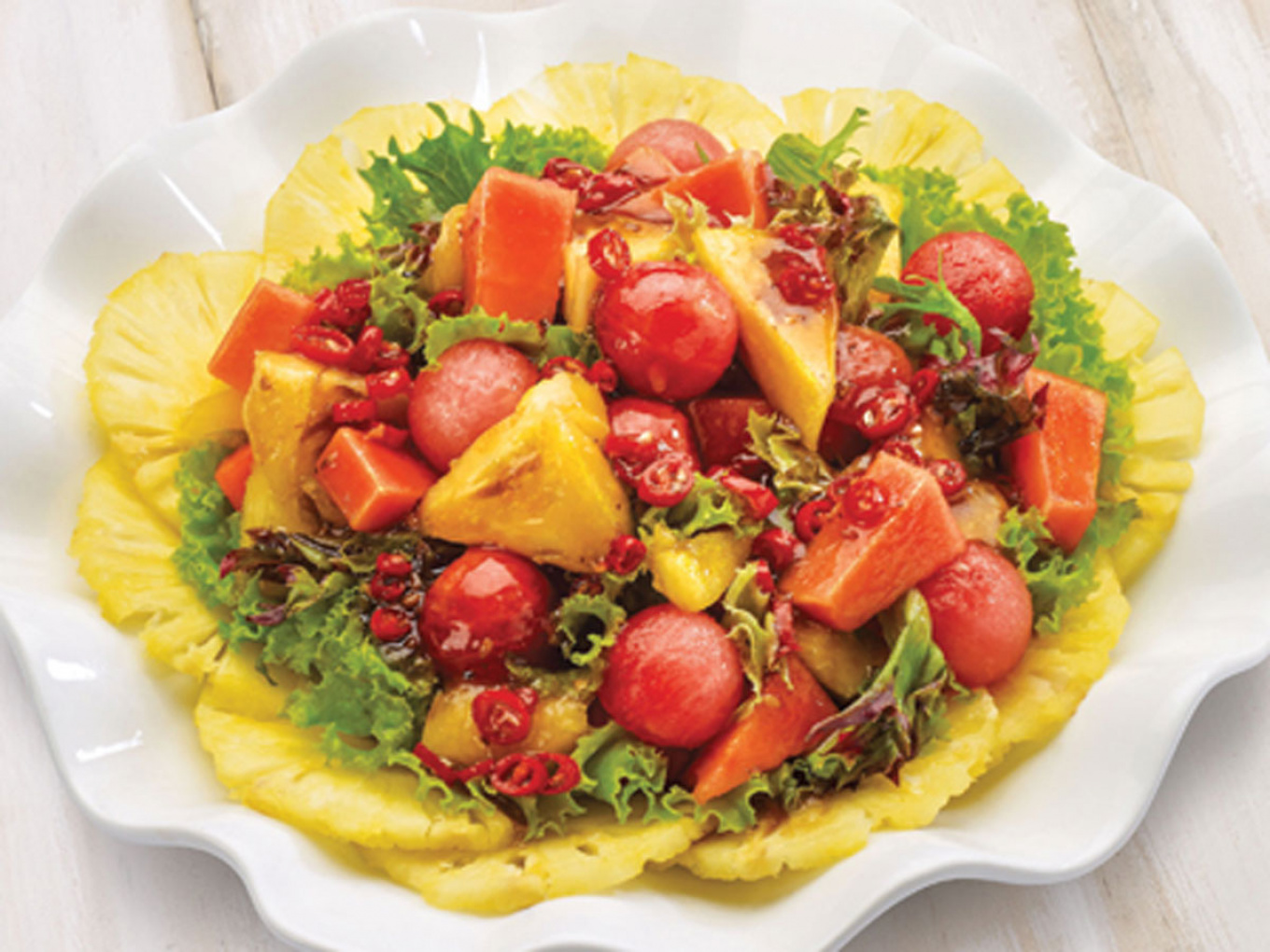 Pineapple Salad with Salad Dressing Soy Sauce