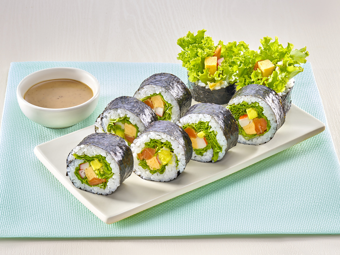 Avocado and Crab Stick Salad Sushi